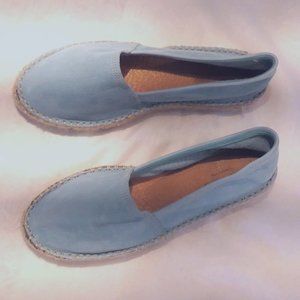 Size 9 Atelier Alienor Turquoise leather espadrilles NWT